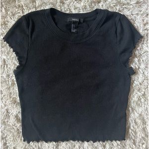 Black Ruffle Crop Top